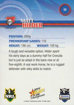 2009 Select NRL Champions #99 Matt Hilder Back